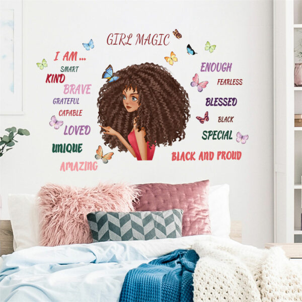 Motivational Phrase Little Girl Butterfly Bedroom Wall Stickers - 3D ...