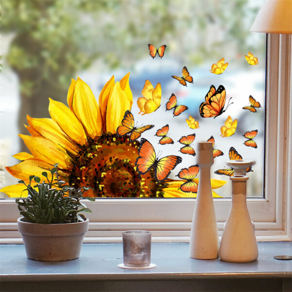 Sunflower Butterfly Decorate Flowers Wall Stickers - 3D Wall Stickers